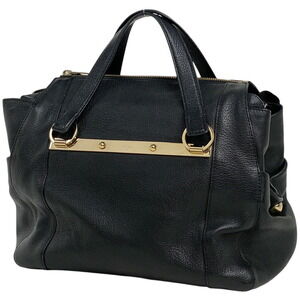 Chloe logo handbag shoulder bag leather black